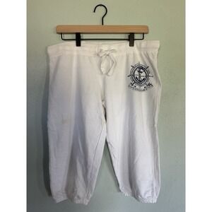 Vintage Girl White Ocracoke Island Nautical Cropped Capri Sweatpants M 5027